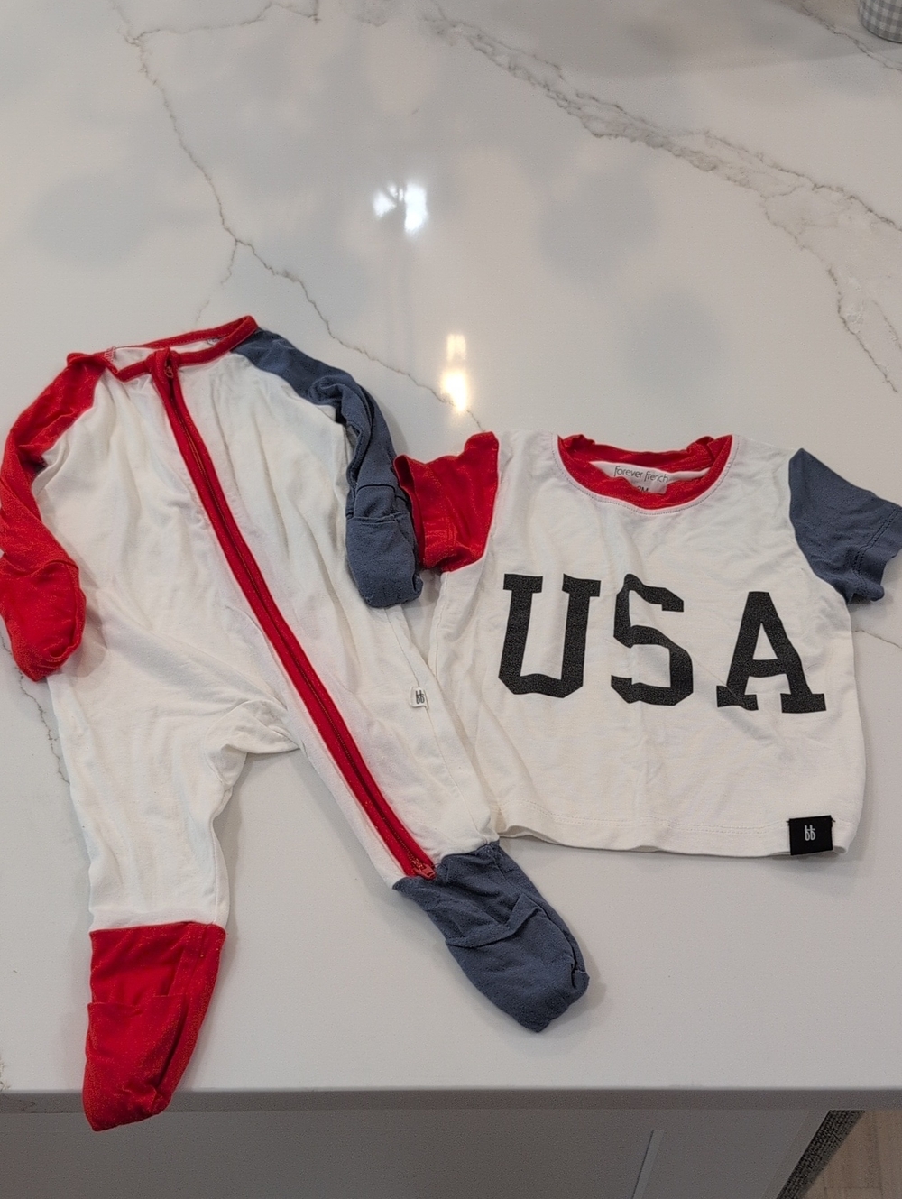 Kids USA Pajama Set - White with Red & Blue